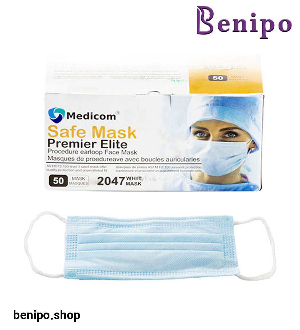 ماسک صورت 3 لایه تمام پرس با ضخامت بالا و لایه آنتی باکتریال بسته 50عددی