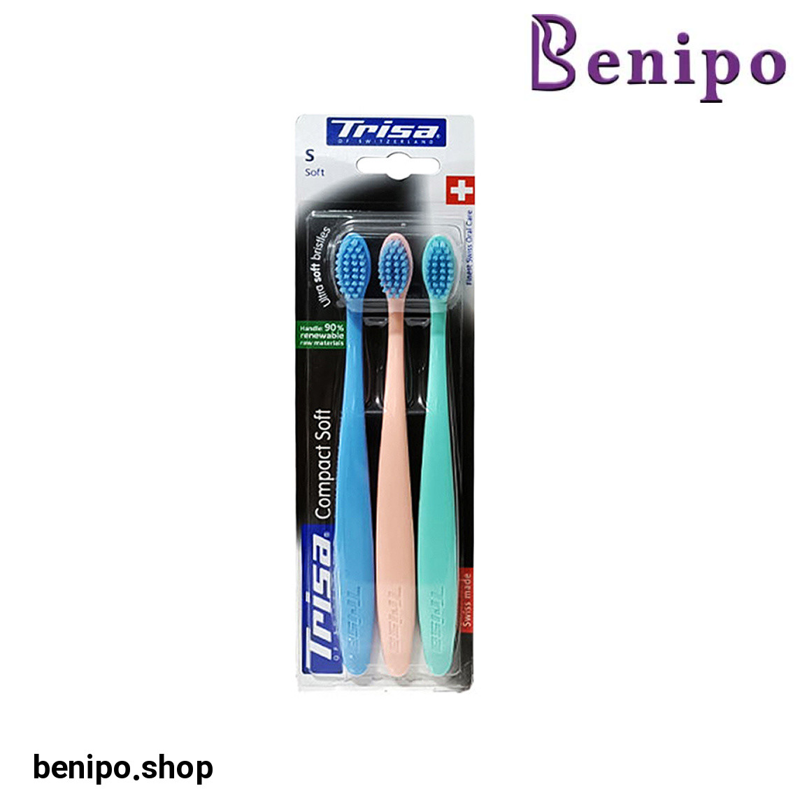 مسواک مدل Compact با برس نرم بسته 3 عددی
