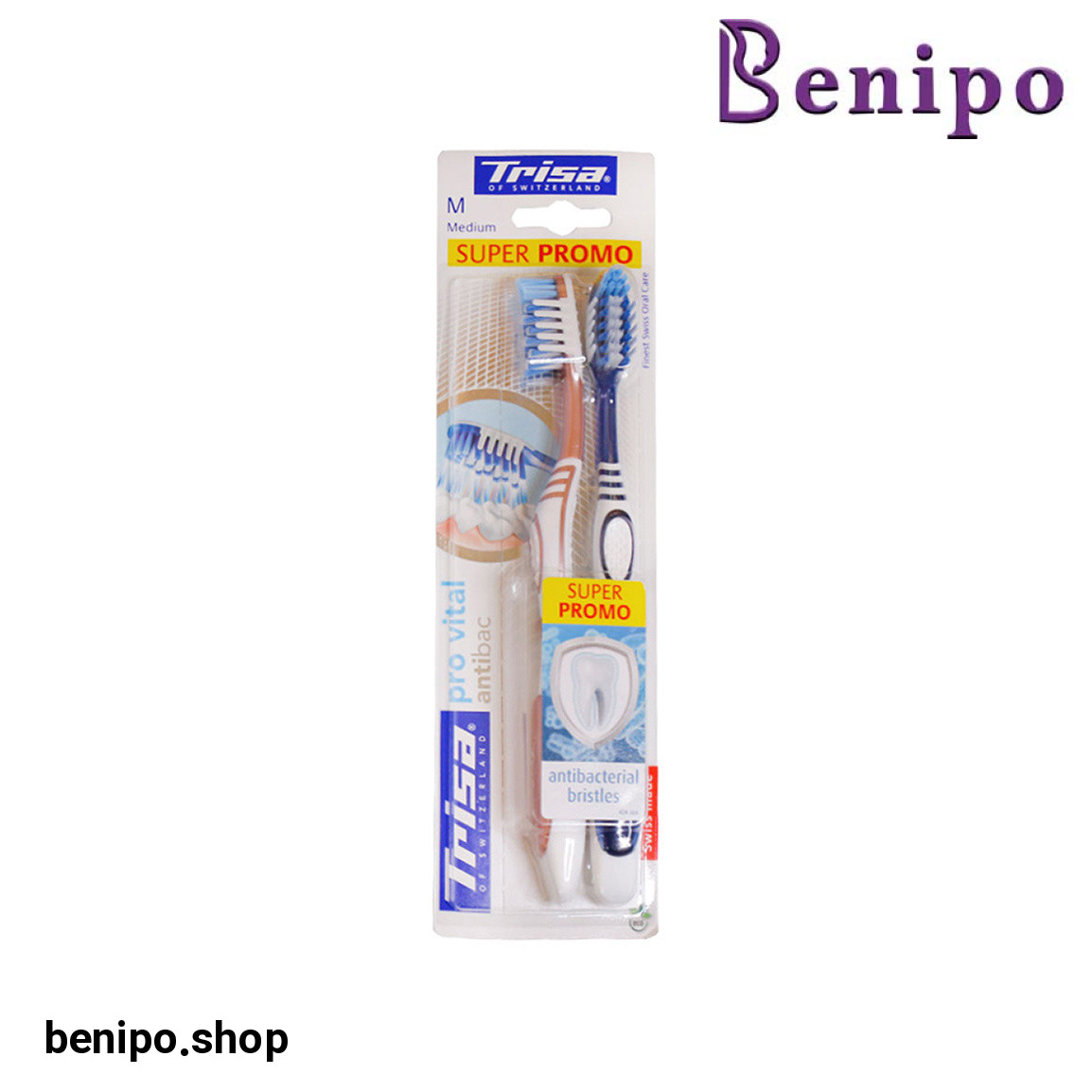 مسواک مدل Extra Pro Vital Antibacteria با برس متوسط بسته 2 عددی