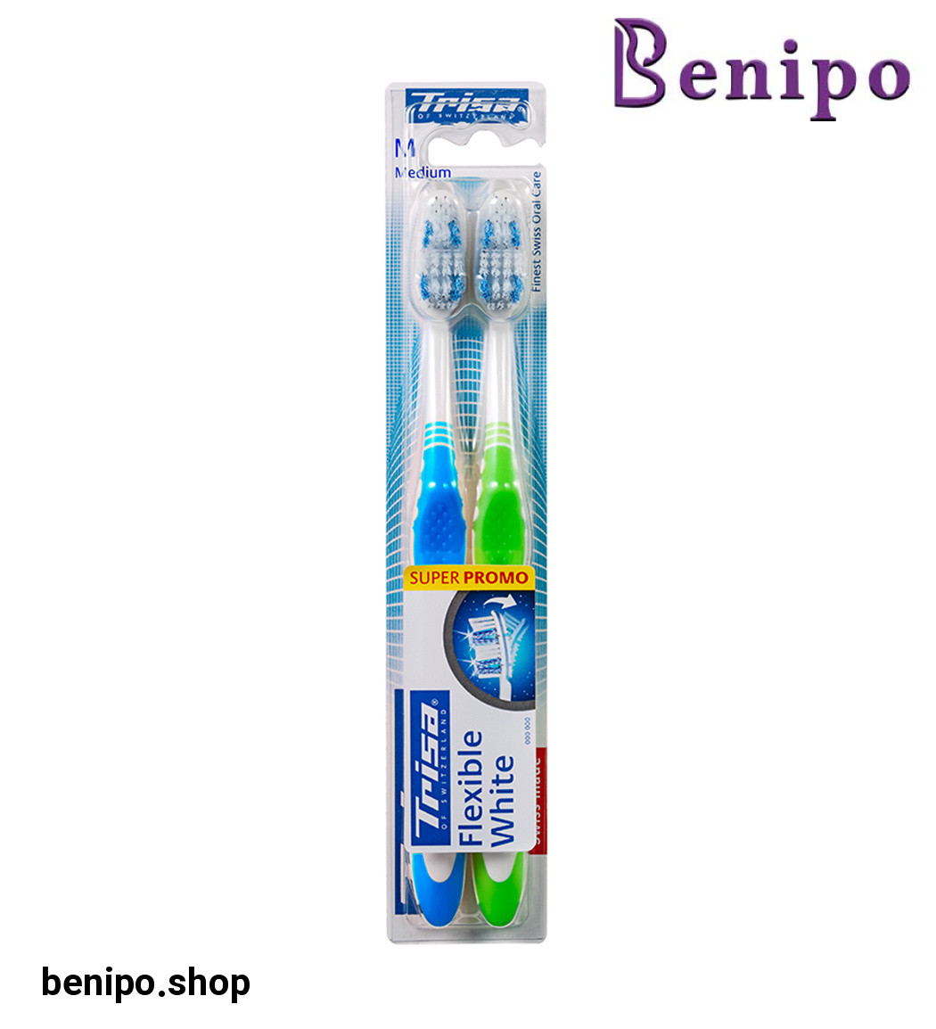 مسواک فلکسیبل وایت برس متوسط دوتایی ارسال با رنگ رندوم
