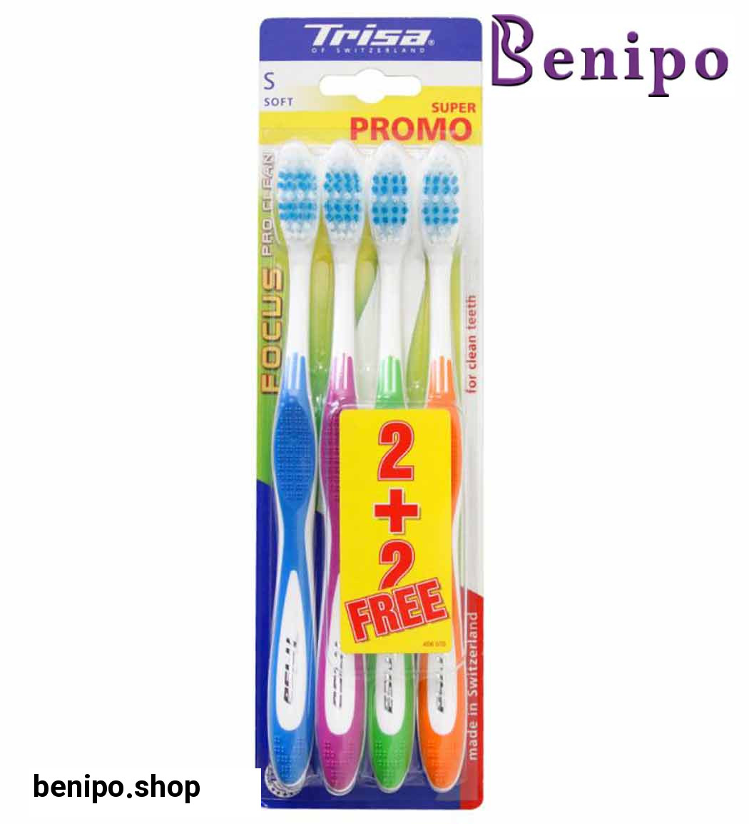 مسواک فوکوس پروکلین نرم چهارتایی ارسال با رنگ رندوم