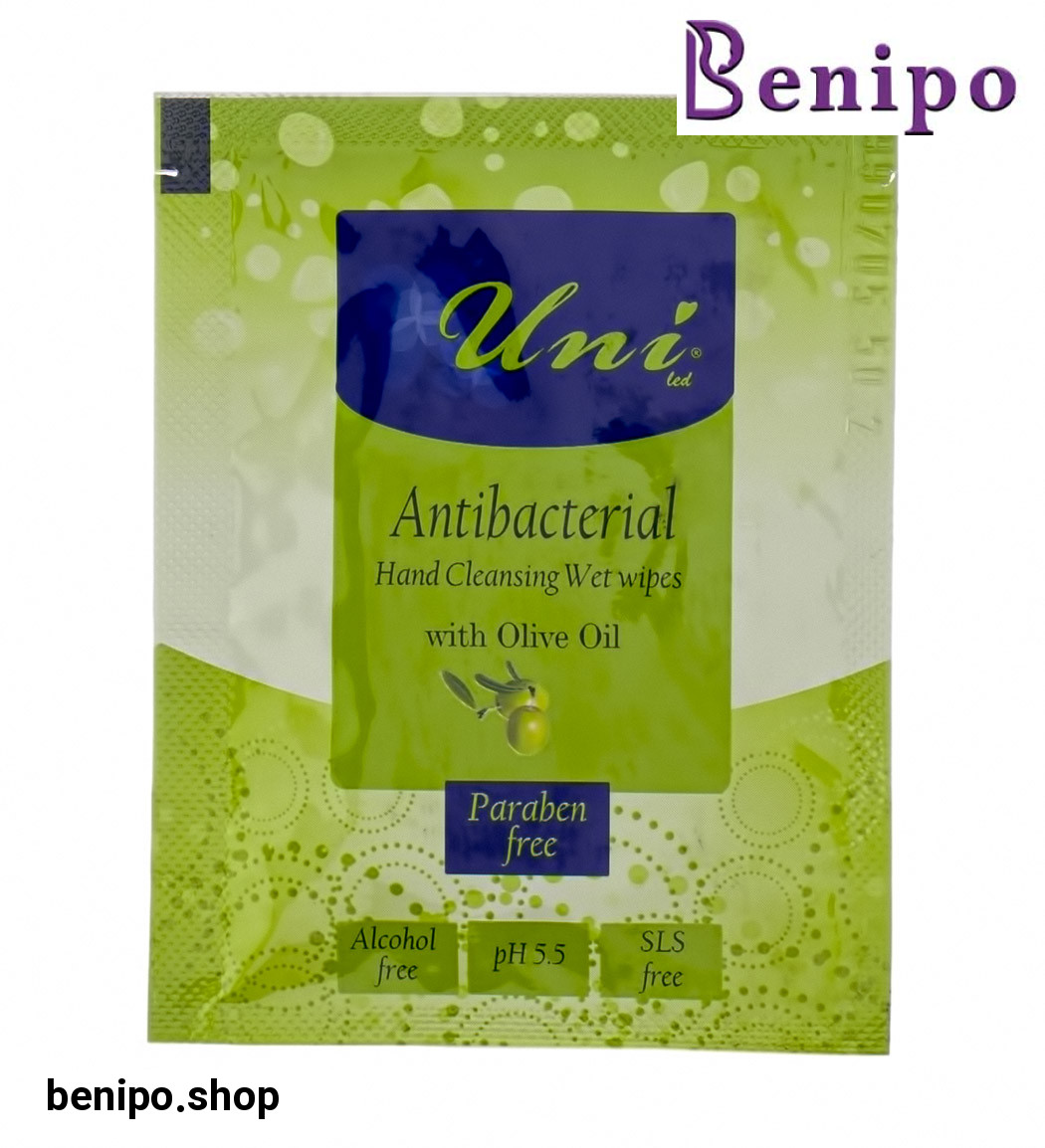 ساشه دستمال آنتی باکتریال یک بار مصرف دست حاوی روغن زیتون