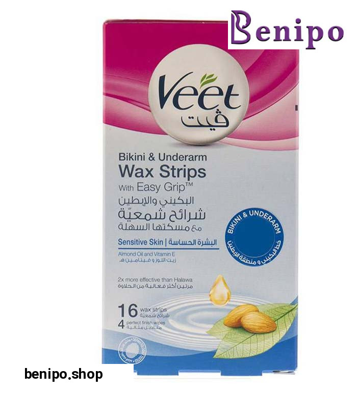 نوار موم زيربغل پوست حساس 16عددی حاوی عصاره بادام