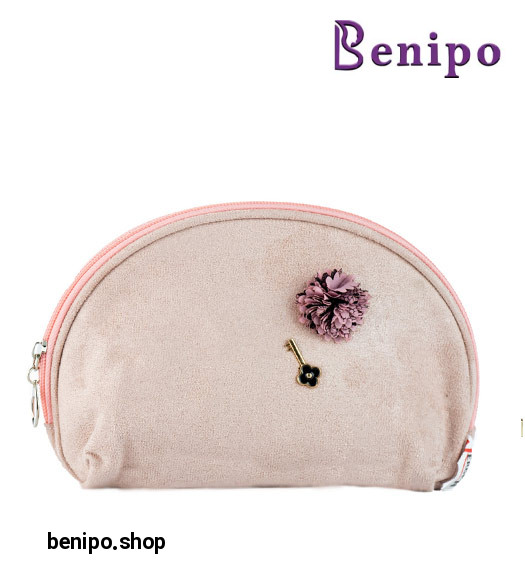 کیف آرایش مخمل بیضی P103-1