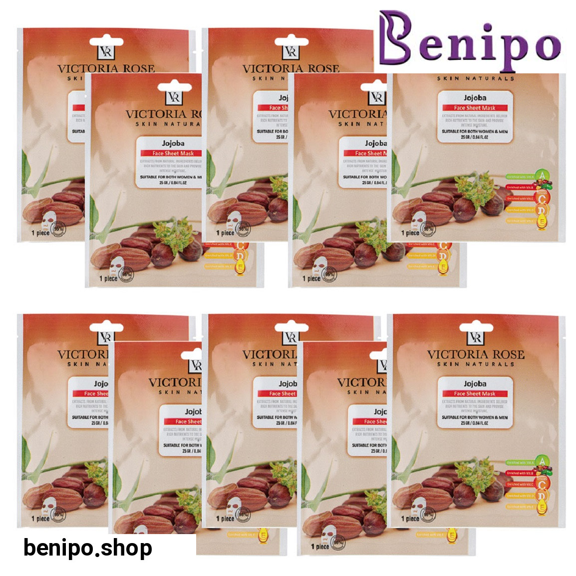 ماسک ورقه ای صورت مدل جوجوبا وزن 25 گرم بسته 10 عددی