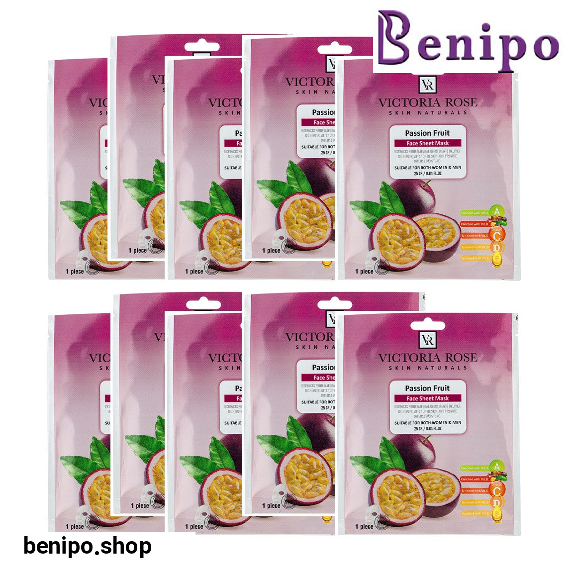 ماسک ورقه ای صورت مدل پشن فروت وزن 25 گرم بسته 10 عددی