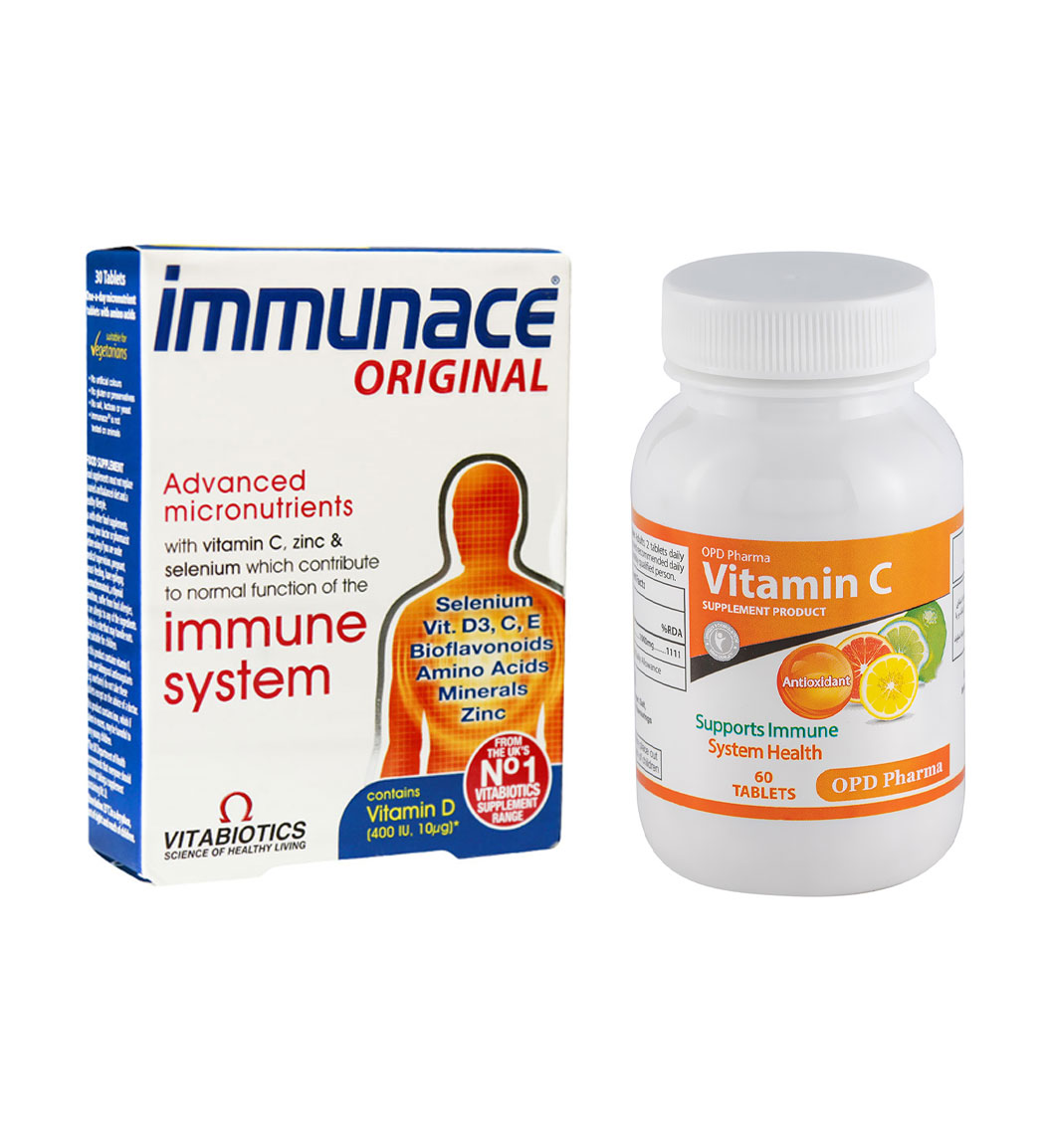 پک دو عددی قرص ایمیونیس ویتابیوتیکس و ویتامین سی او پی دی فارما