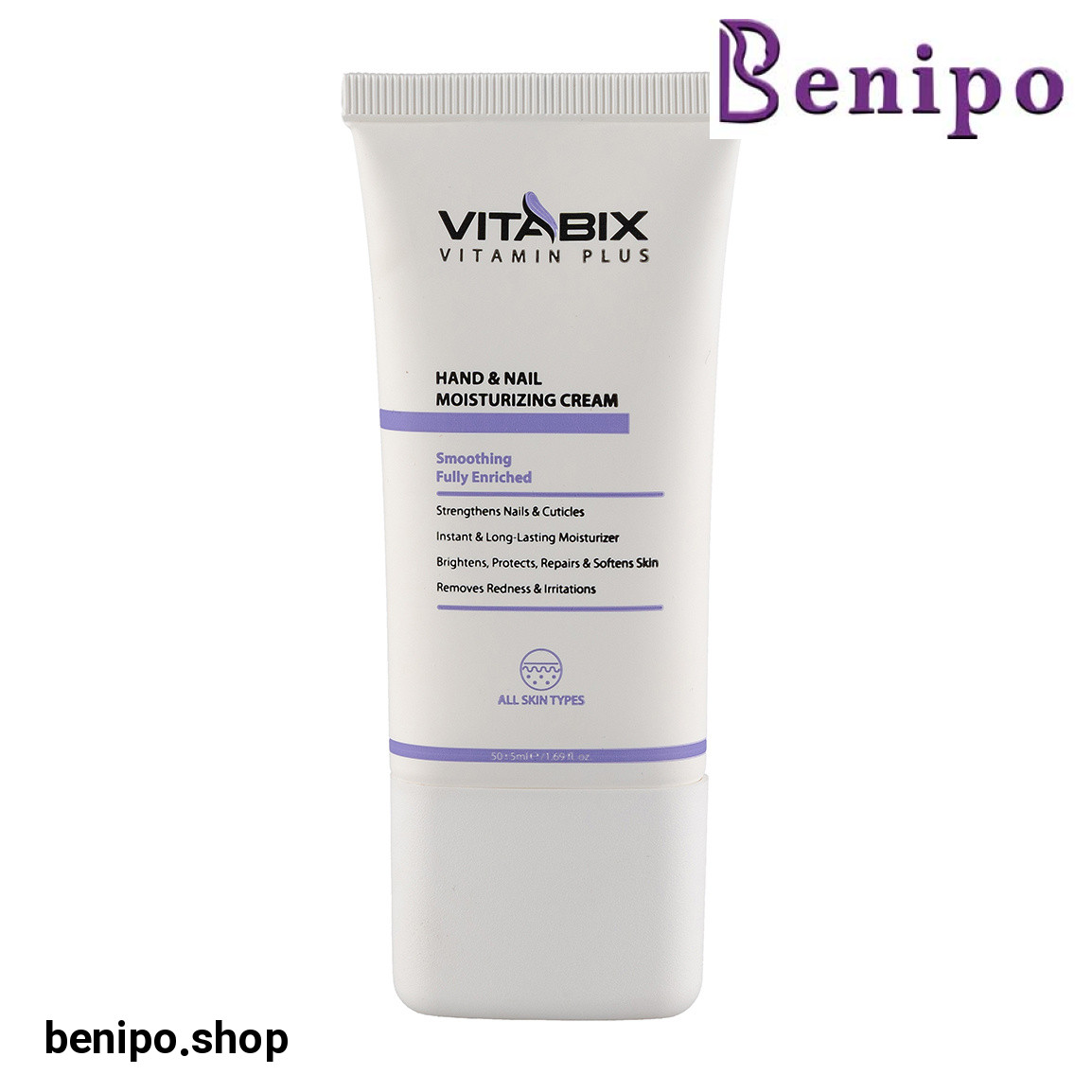 کرم مرطوب کننده دست و ناخن مناسب انواع پوست حجم 50 میلی لیتر