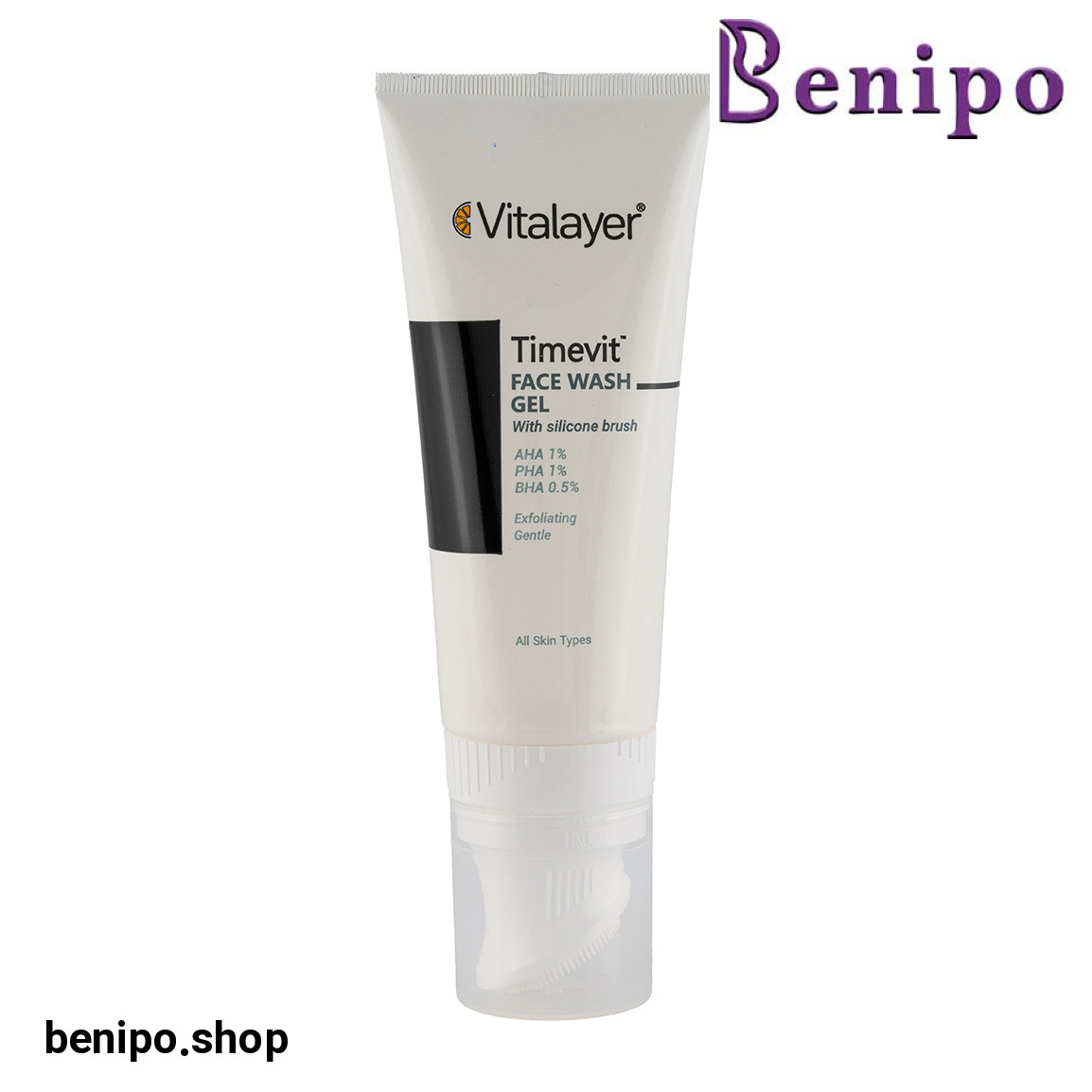 ژل شستشو صورت مدل Timevit مناسب انواع پوست حجم 200 میلی لیتر