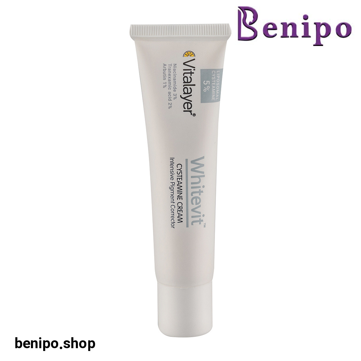 کرم ضد لک و روشن کننده قوی سیستئامین 5% مدل Whitevit حجم 40 میلی لیتر