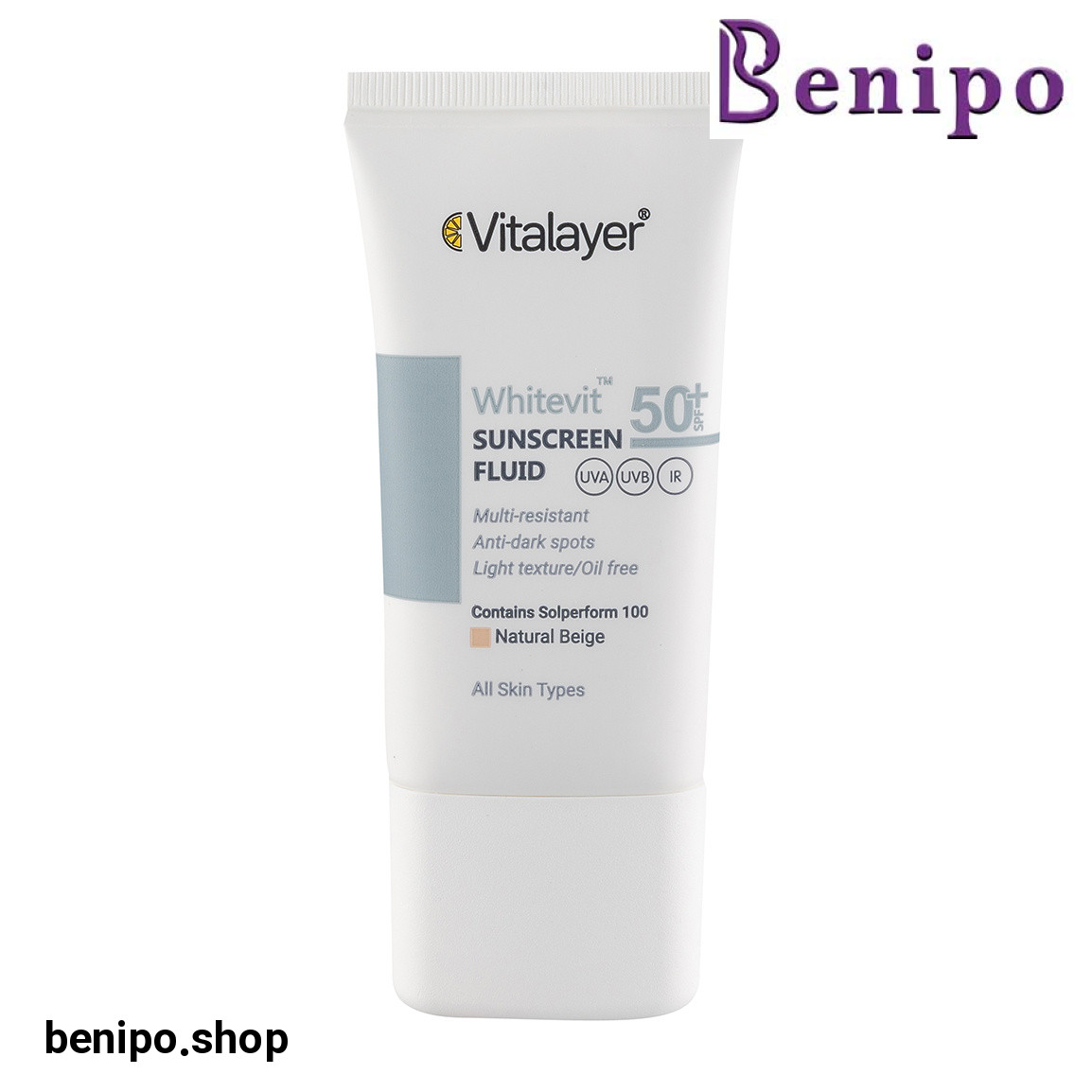 فلوئید ضد آفتاب وایت ویت رنگ بژ طبیعی مناسب پوست تیره و لک دار حجم 50 میل