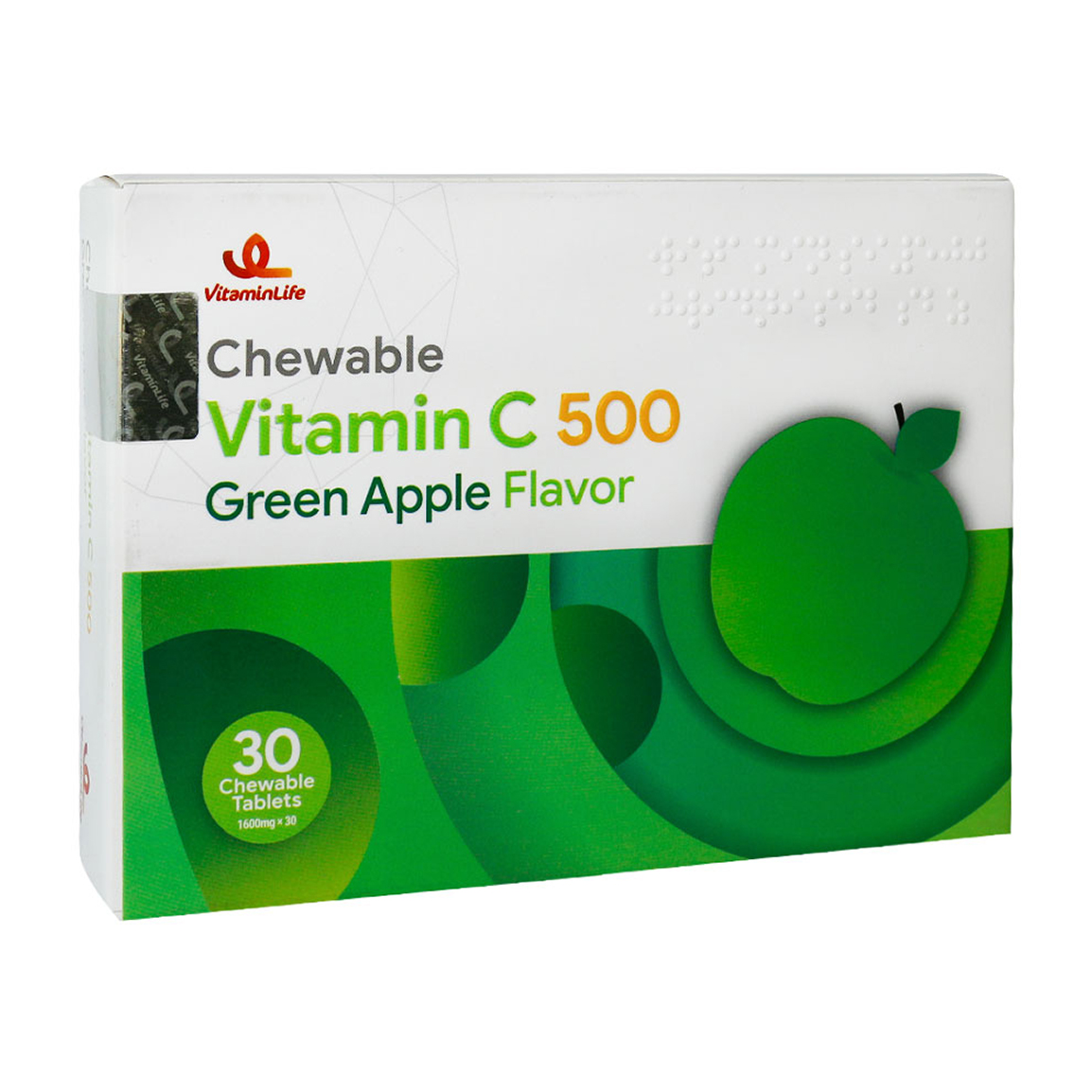 قرص جویدنی ویتامین سی 500 میلی گرم با طعم سیب بسته 30 عددی