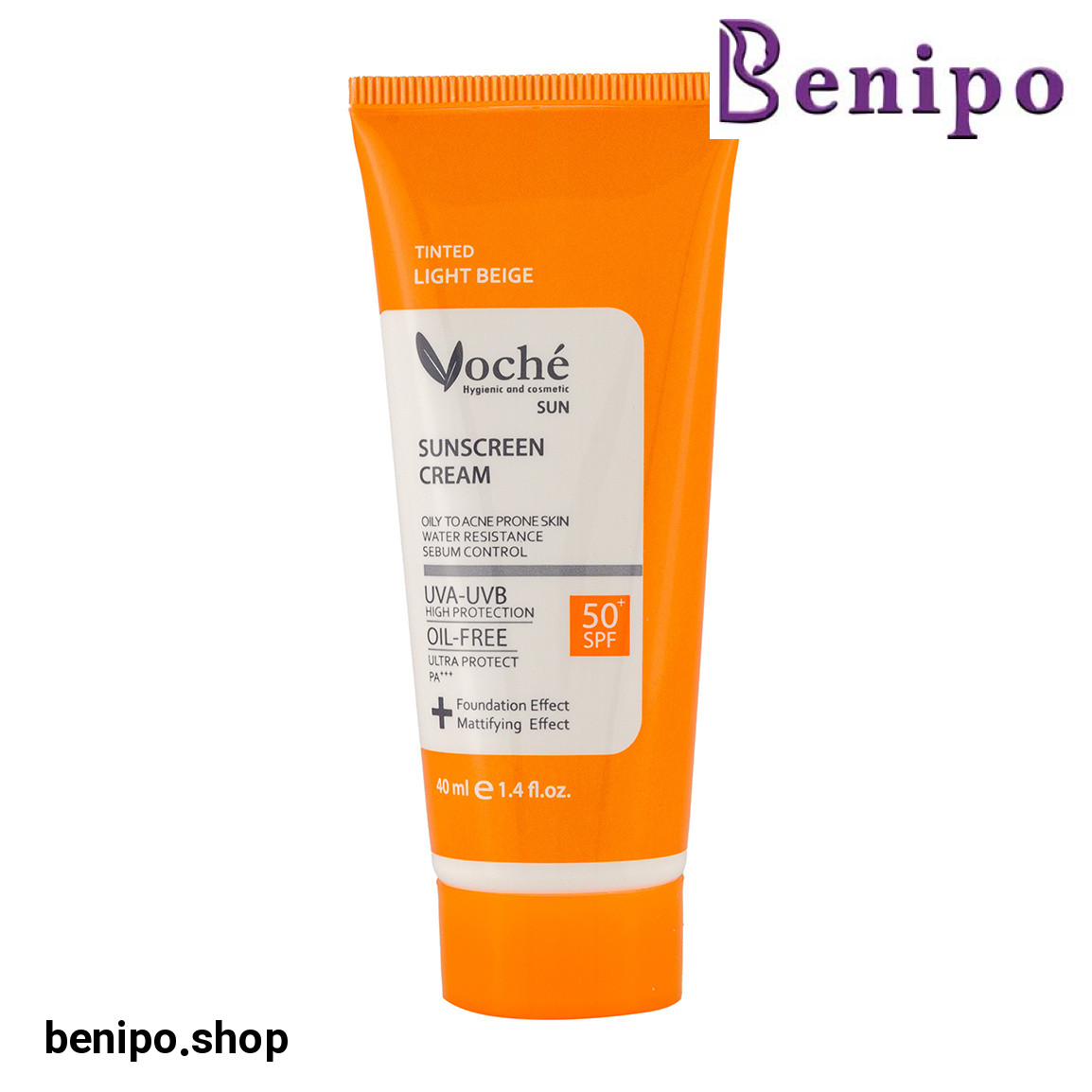 ضد آفتاب رنگی فاقد چربی +SPF50 مناسب پوست چرب و جوشدار 40میل