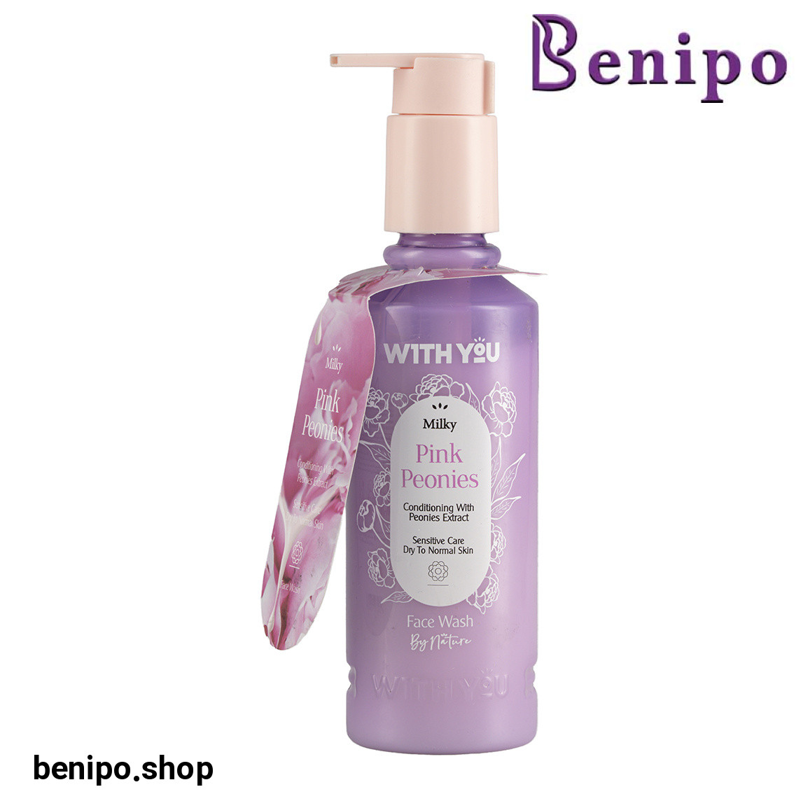 شوینده صورت شیری حاوی عصاره گل پینک پیونی مناسب پوست نرمال تا خشک حجم 200 میلی لیتر
