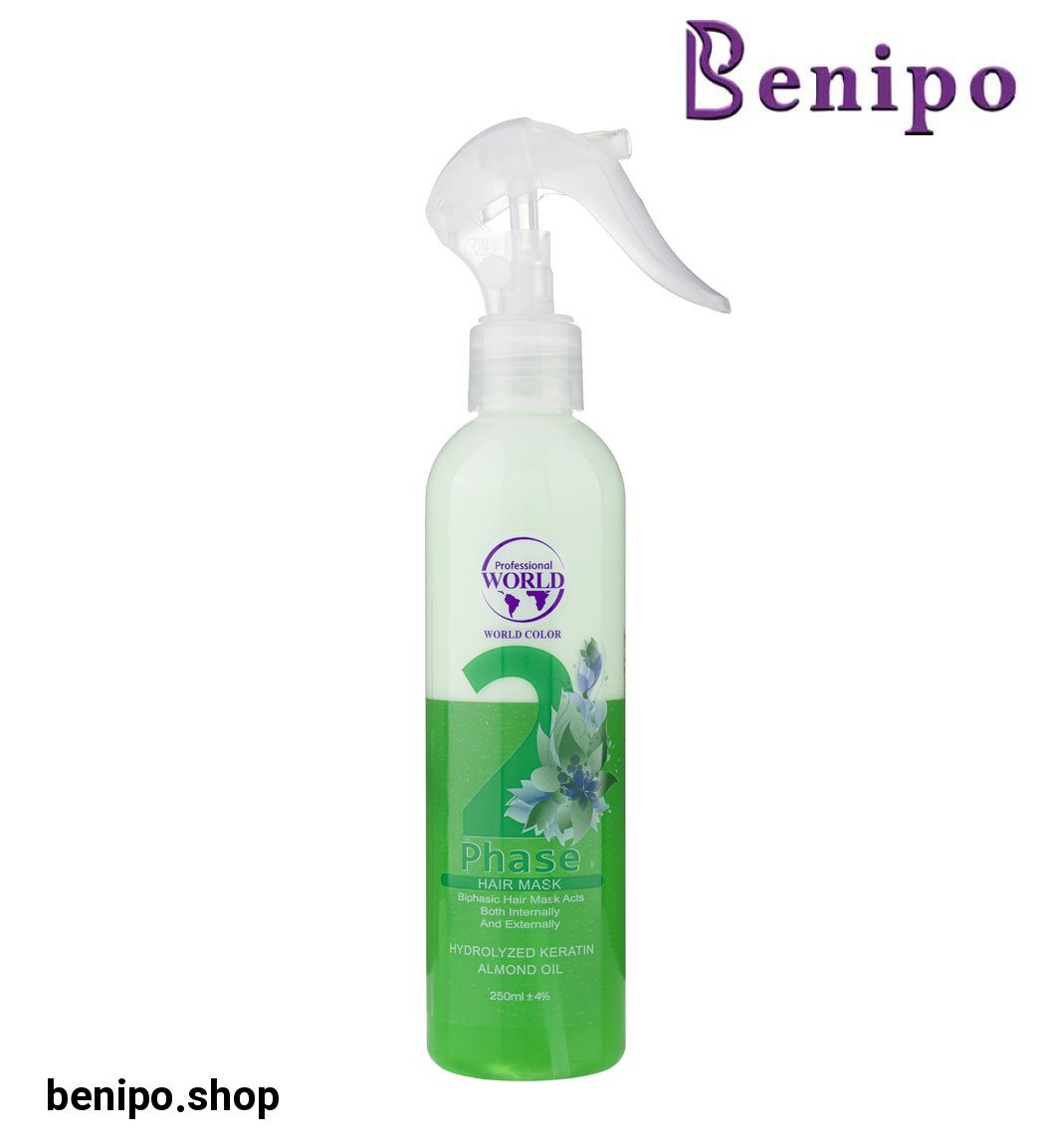 اسپری ماسک دوفاز حاوی روغن بادام و کراتین مناسب موهای مجعد و وزدار 250میل