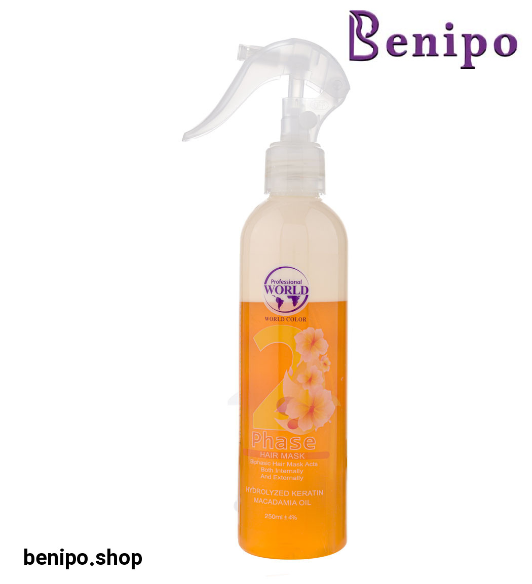 اسپری ماسک دوفاز حاوی ماکادمیا و کراتین مناسب موهای خشک و آسیب دیده 250میل