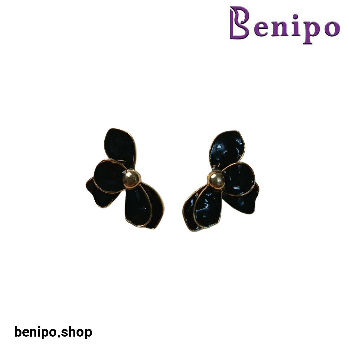 گوشواره گل پنج پر مشکی