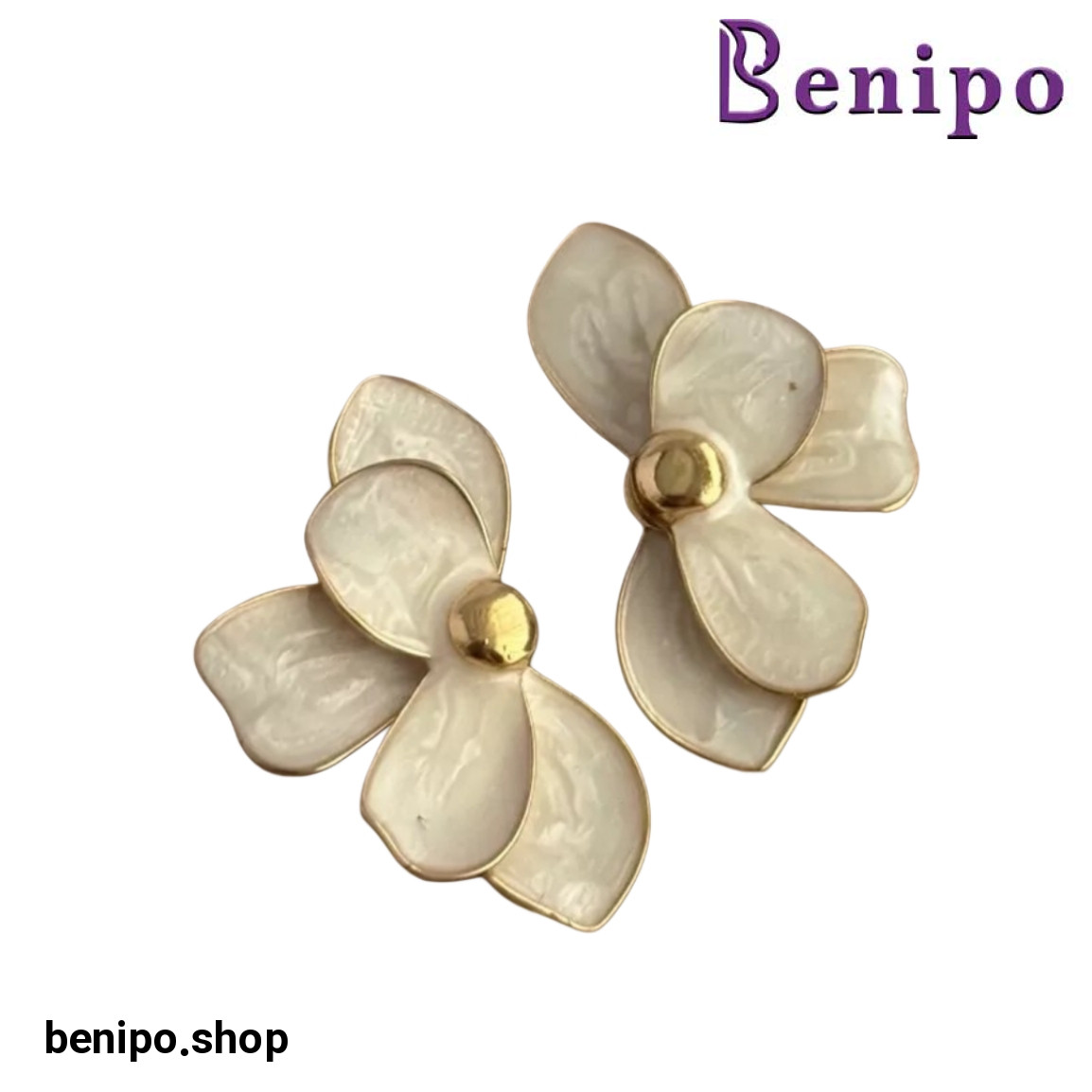 گوشواره گل پنج پر کرم