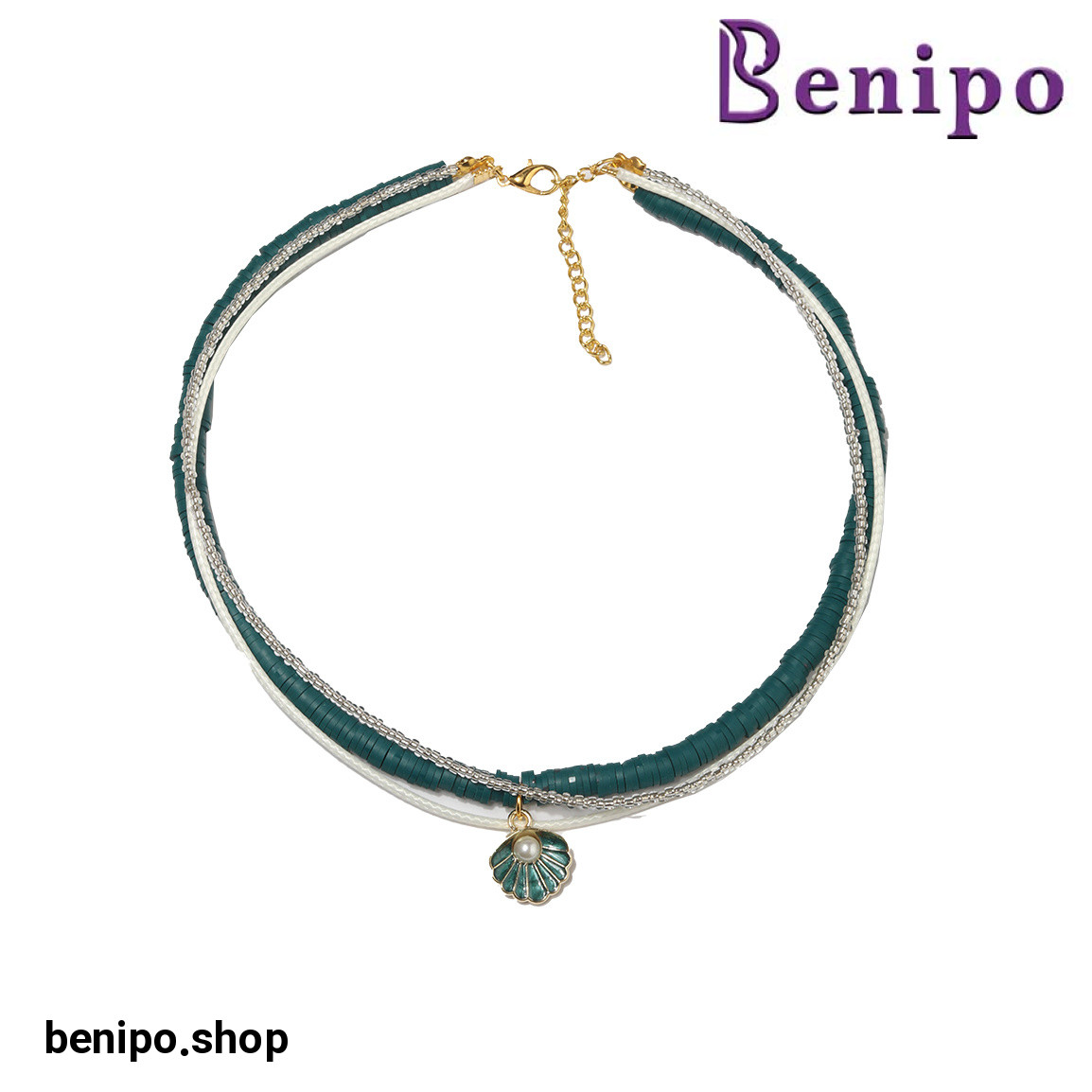 گردنبند جور ترک مدل صدف یشمی