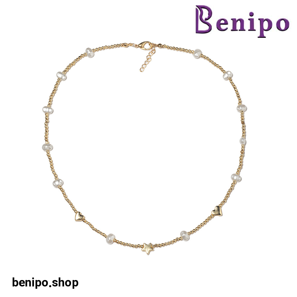 گردنبند مروارید البراندو مدل قلب و ستاره