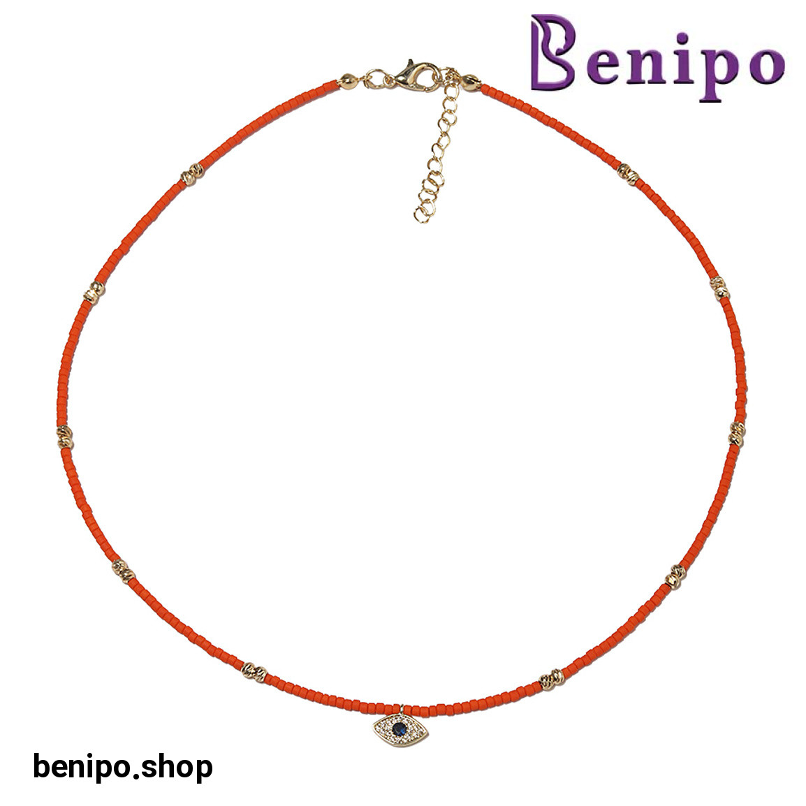 گردنبند مدل چشم نظر نگینی نارنجی