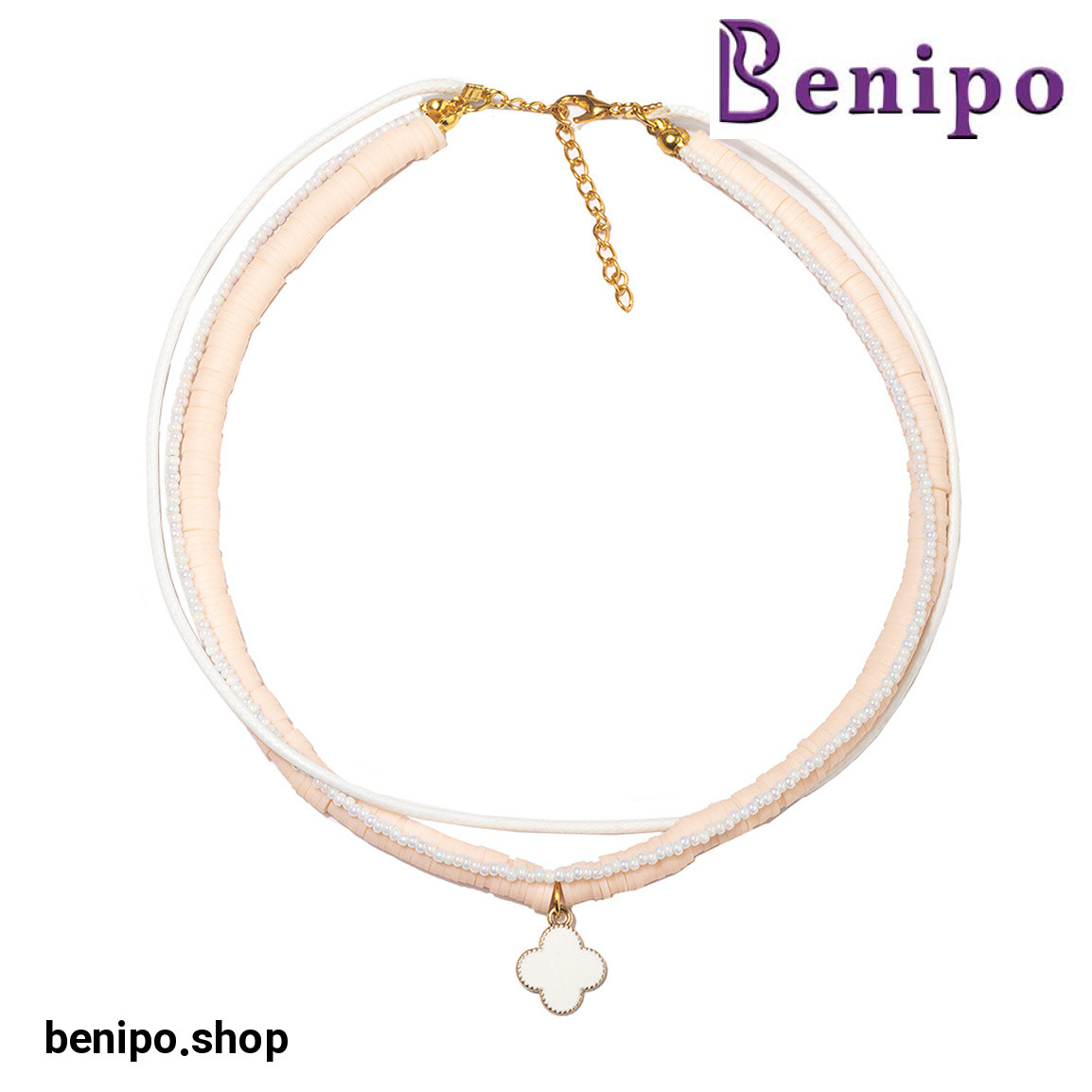 گردنبند جور ترک مدل ونکلیف سفید صورتی