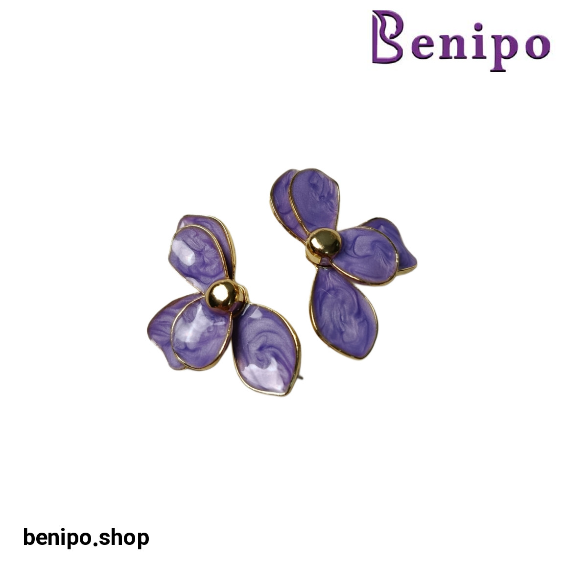 گوشواره گل پنج پر بنفش