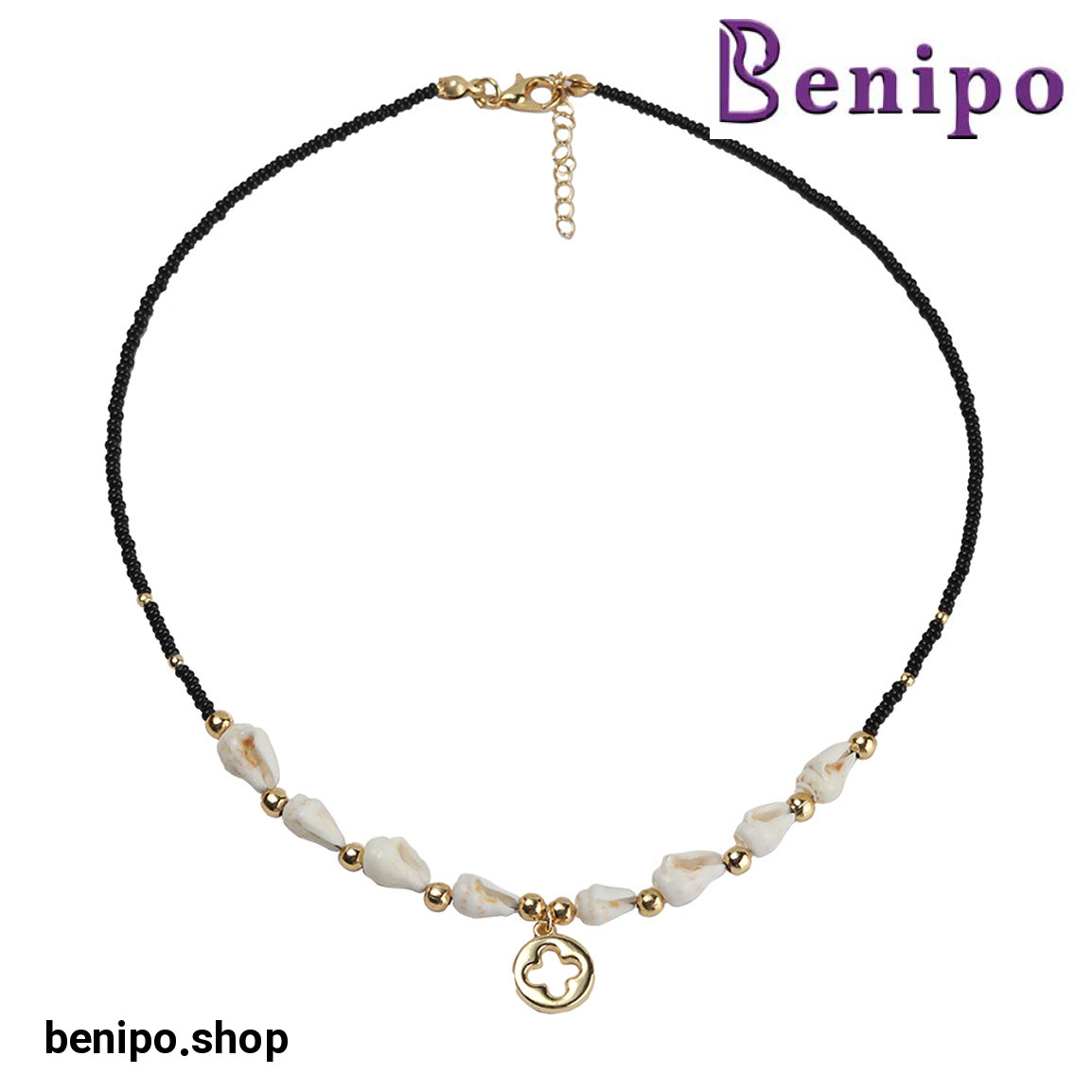 گردنبند صدف پلاک دار مدل شرلی