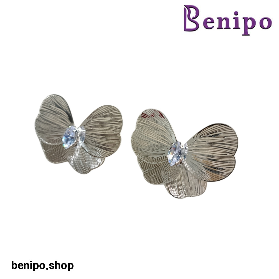 گوشواره مدل پروانه سوارسکی نقره ای