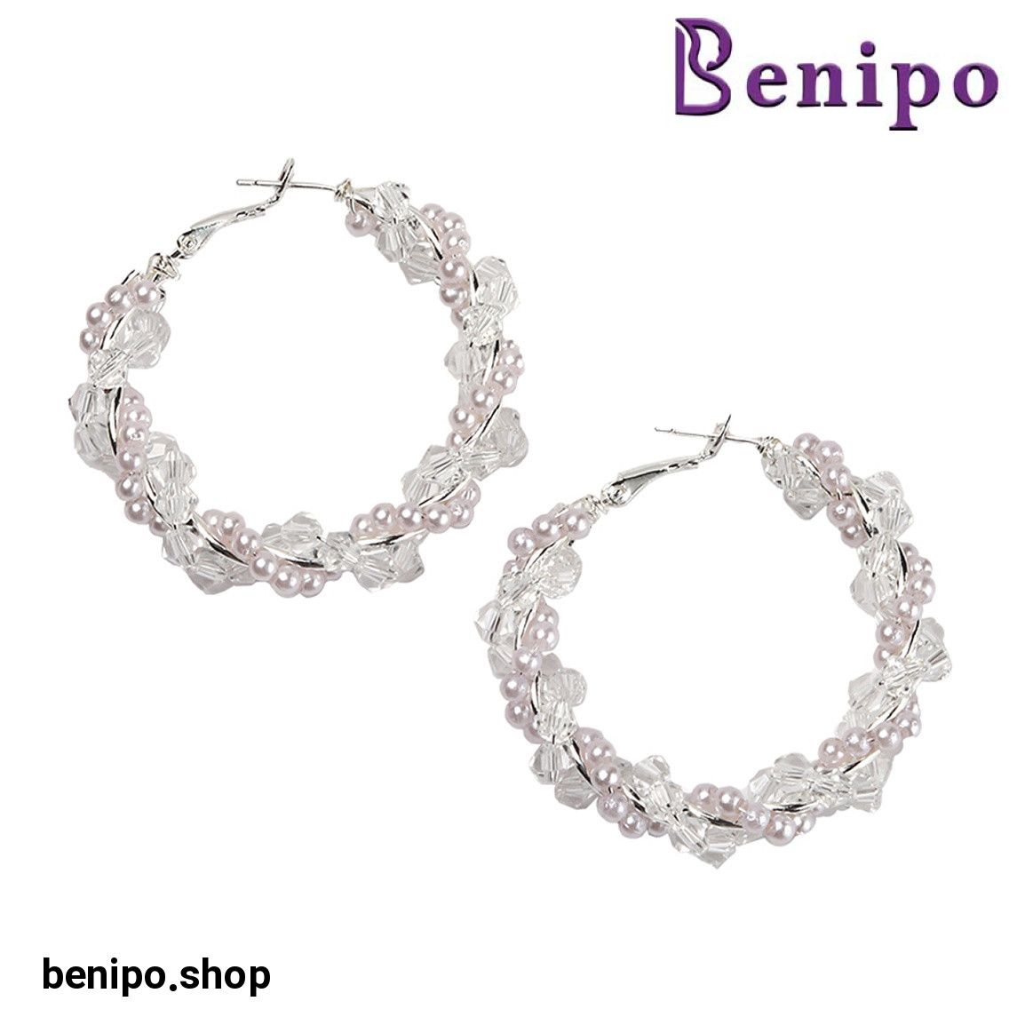 گوشواره خاویاری مرواریدی نقره ای