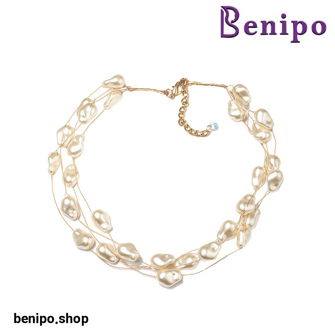 گردنبند مروارید چند لایه مدل سنگی