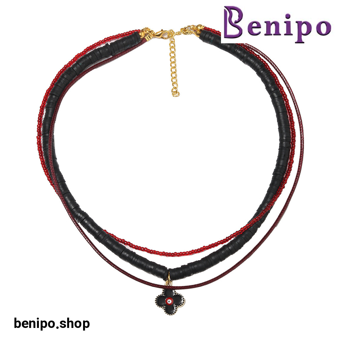 گردنبند جور ترک مدل ونکلیف مشکی قرمز