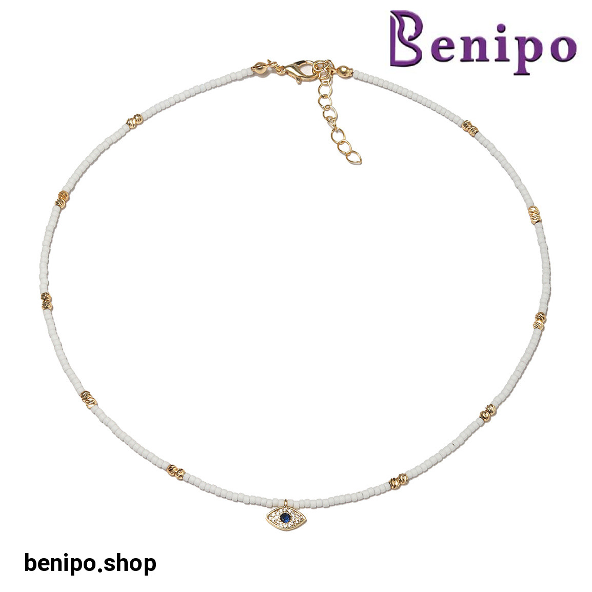 گردنبند مدل چشم نظر سفید آبی