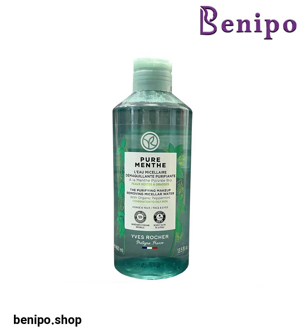 میسلار واتر پاک کننده آرایش مدل PURE MENTHE مناسب پوست های چرب و مستعد جوش حجم 400 میل