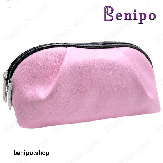 کیف لوازم آرایش سفید-گلد-صورتی